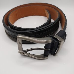 Nike Golf Men's Sz 34 Black Leather Belt Silver Buckle Work Wear Causal